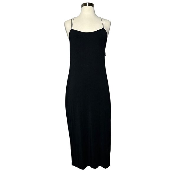 T by Alexander Wang Strappy Tank Dress in Black Mid Length Bodycon Size Large - Picture 2 of 9